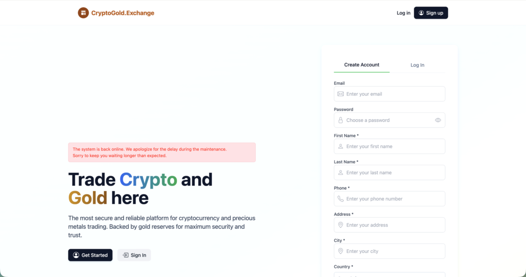 Cryptogold.exchange