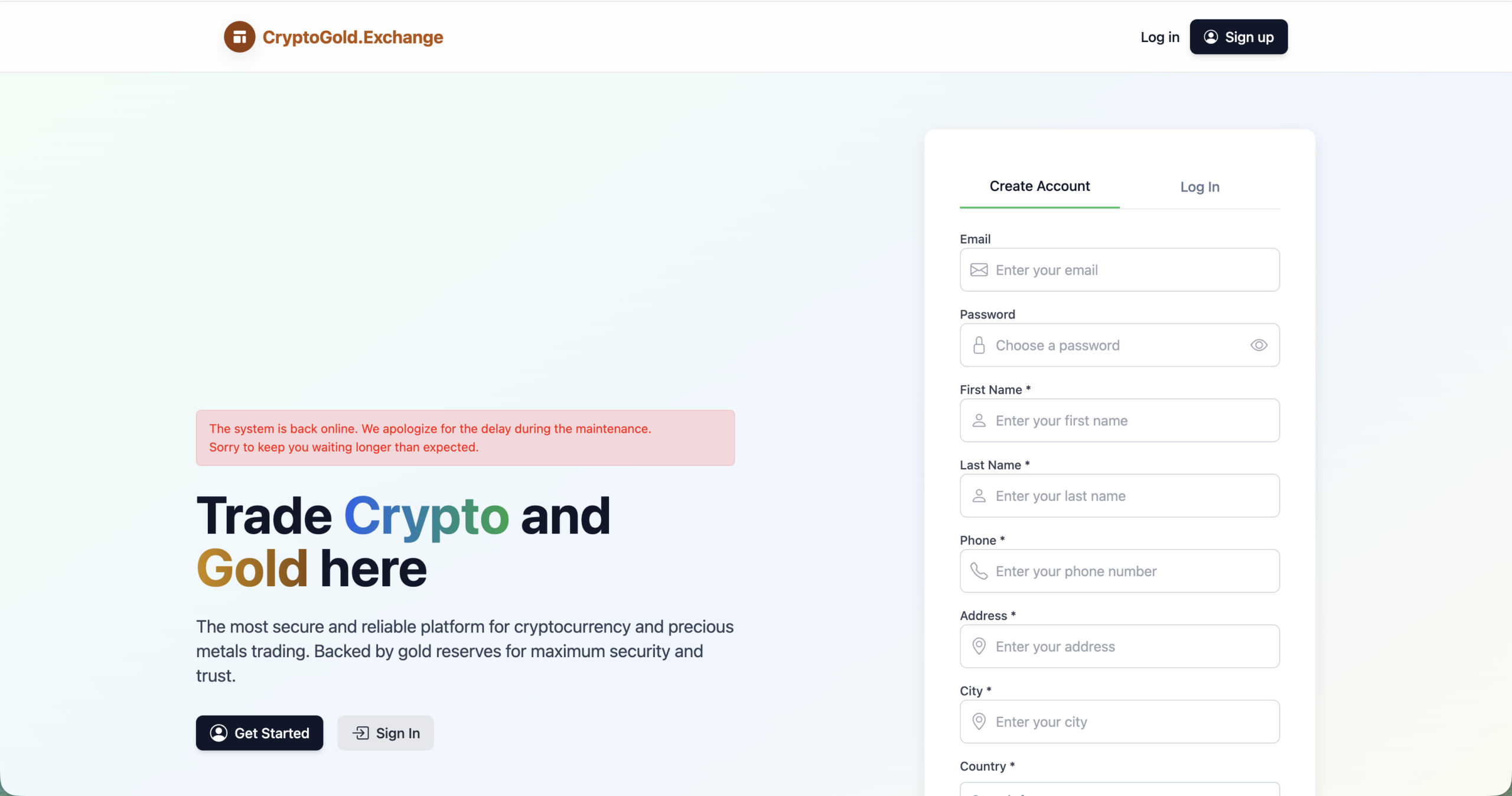 Cryptogold.exchange
