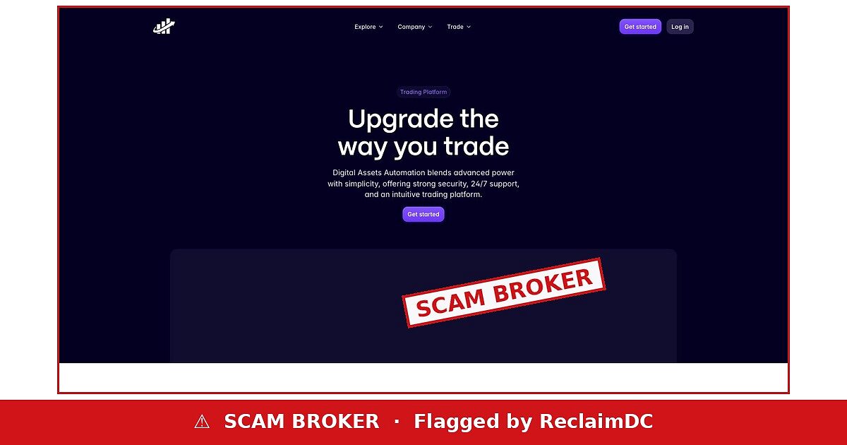 Digital Assets Automation flagged as a scam broker by ReclaimDC