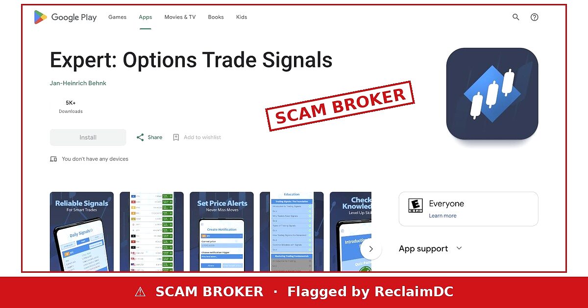 Expert: Options Trade Signals Google Play listing flagged by ReclaimDC