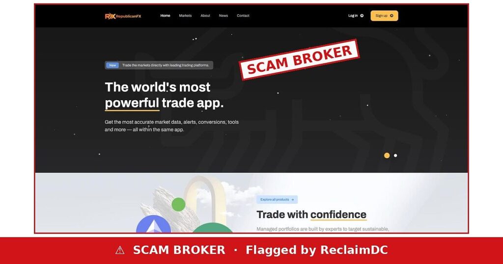 RepublicanFX flagged as a scam broker by ReclaimDC