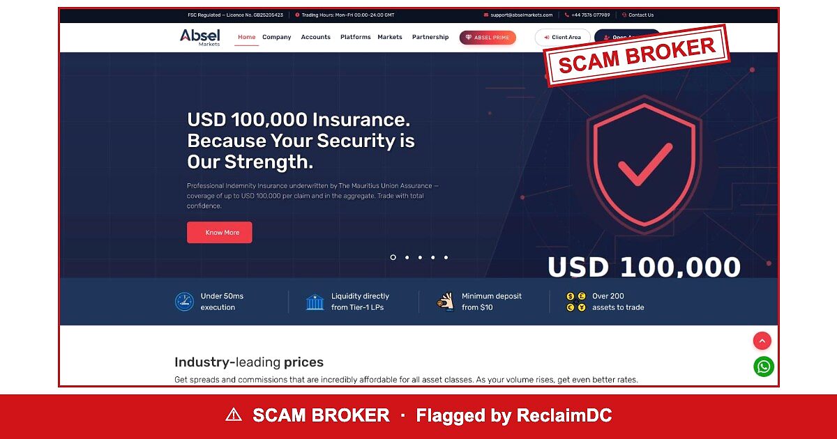 Absel Markets — flagged scam broker