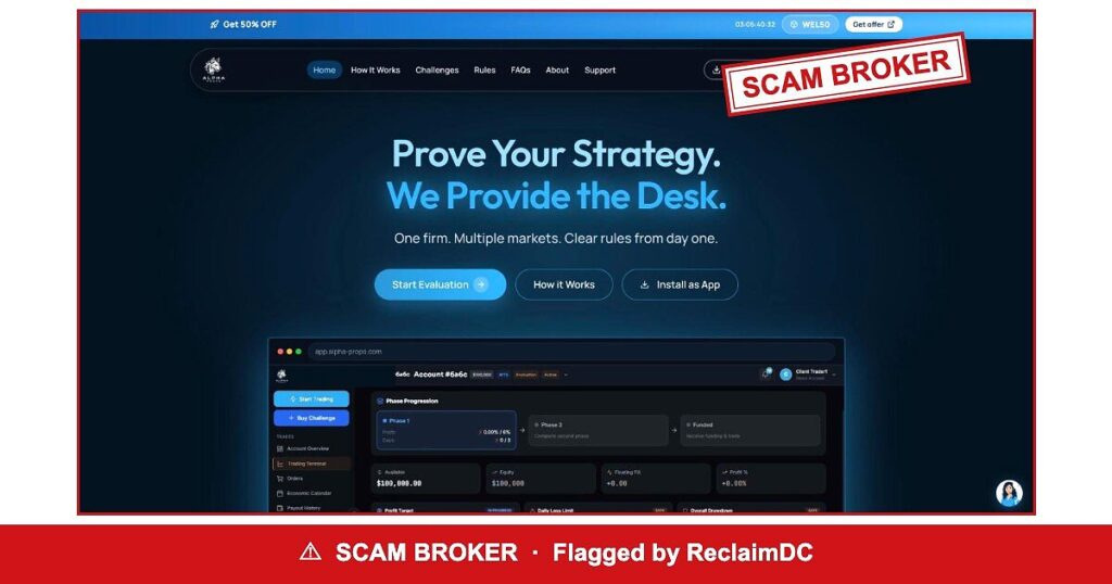 Alpha Props — flagged scam broker