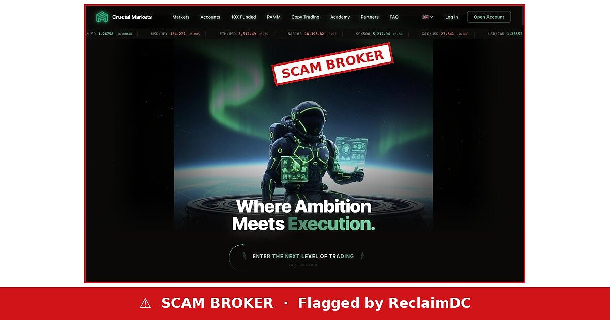 Crucial Markets scam broker warning