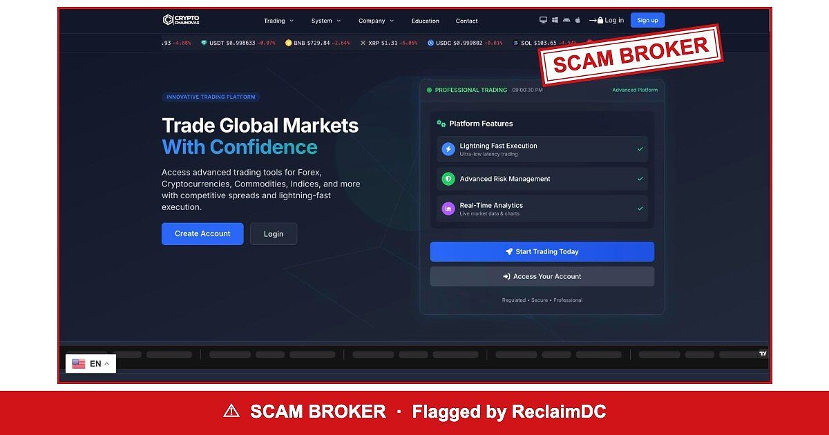 Crypto Chainovax — flagged scam broker