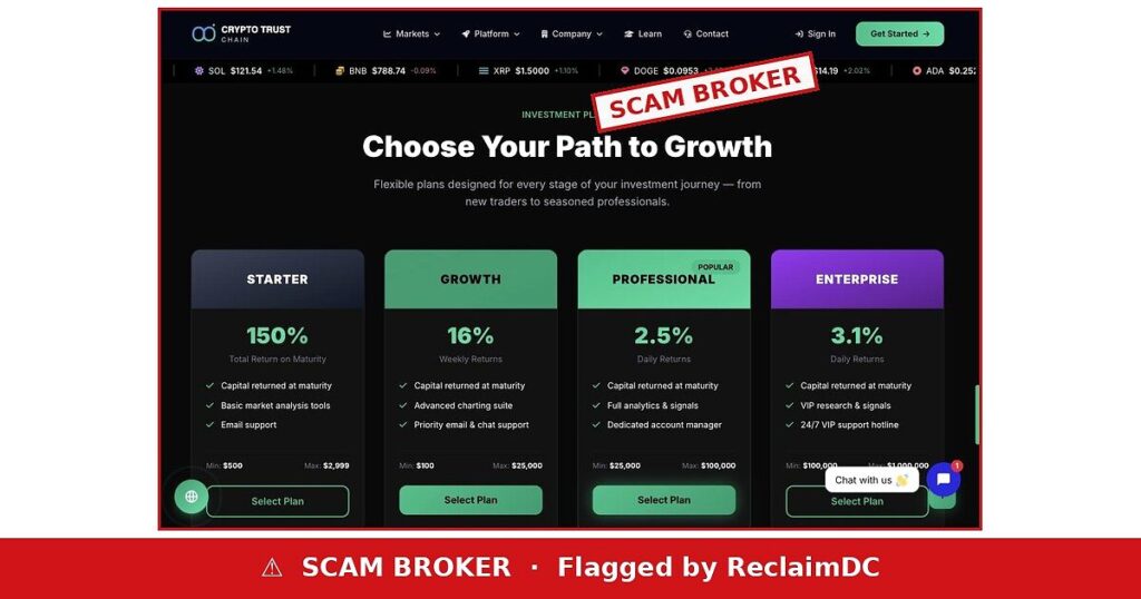 Crypto Trust Chain scam broker warning