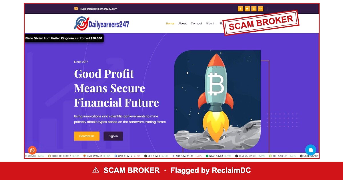 Daily Earners 247 — flagged scam broker