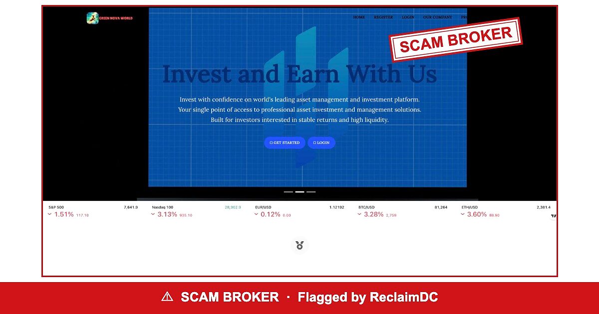 Green Nova Hub — flagged scam broker