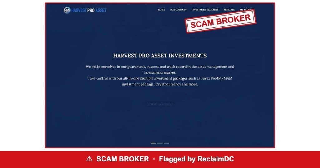 Harvest Pro Asset — flagged scam broker