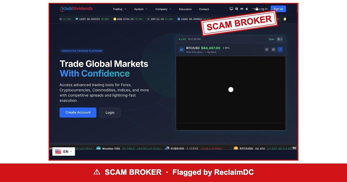 Iclubdividends — flagged scam broker