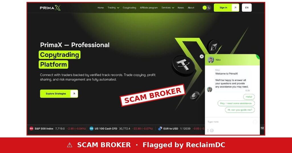 PrimaX scam broker warning