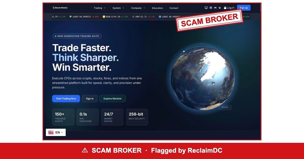 Secure Finance — flagged scam broker