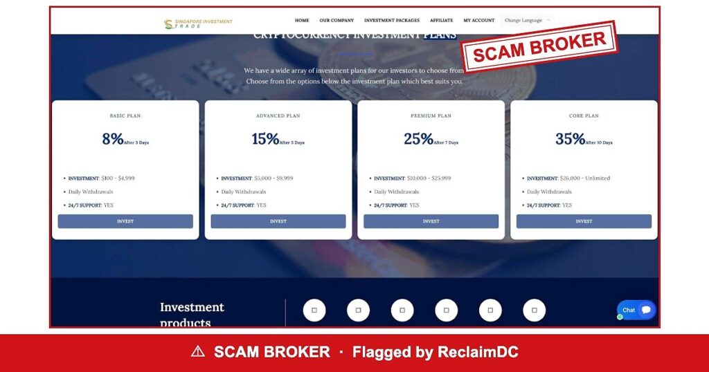 Sinvestmenttrades — flagged scam broker