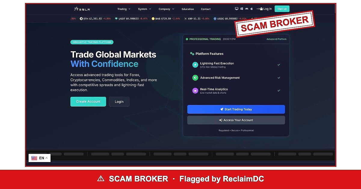 Tesla Star Capital — flagged scam broker