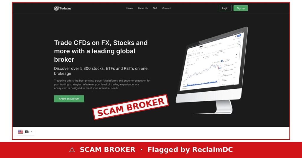 Tradexine flagged as scam broker