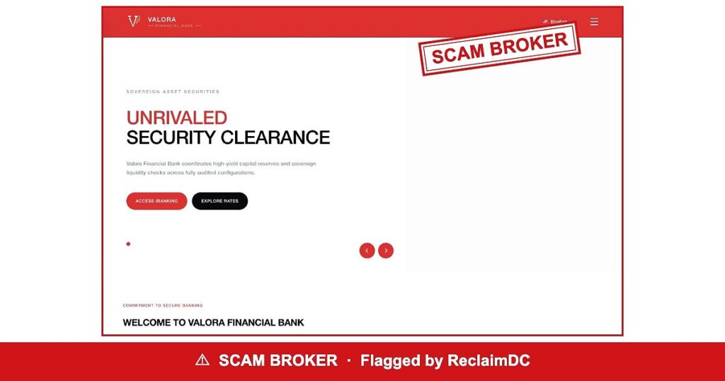 Valora Financial Bank — flagged scam broker