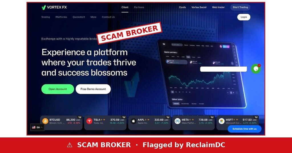 Vortex FX scam broker warning