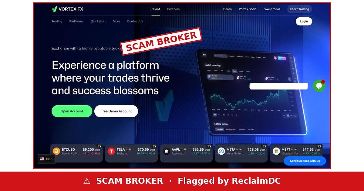 Vortex FX scam broker warning